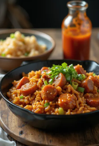 Jambalaya sapi dengan paprika dan nasi