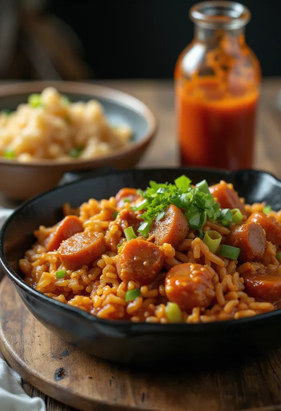 Jambalaya sapi dengan paprika dan nasi