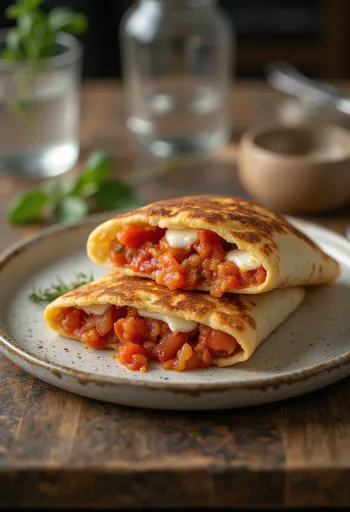 Wrap tomat dengan basil segar dan mozzarella