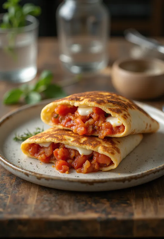 Wrap tomat dengan basil segar dan mozzarella