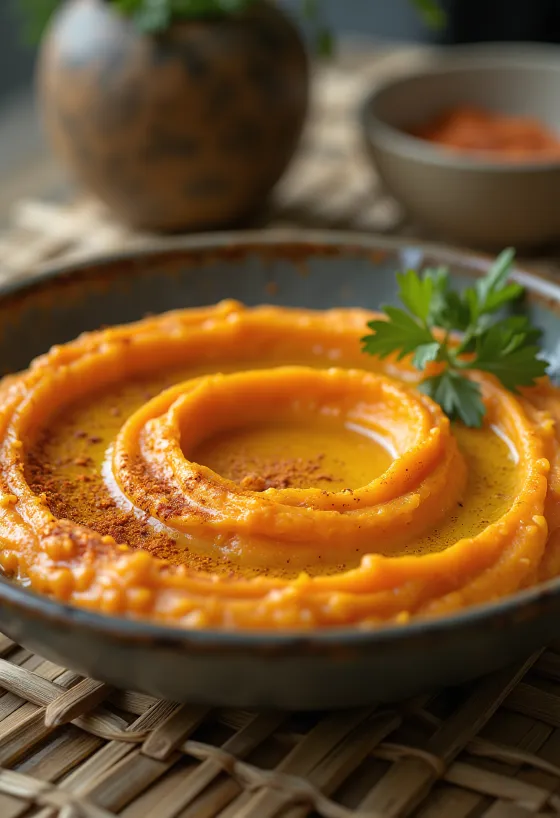 Hummus Wortel Pedas disajikan