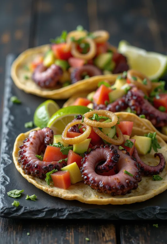Tacos de Pulpo disajikan