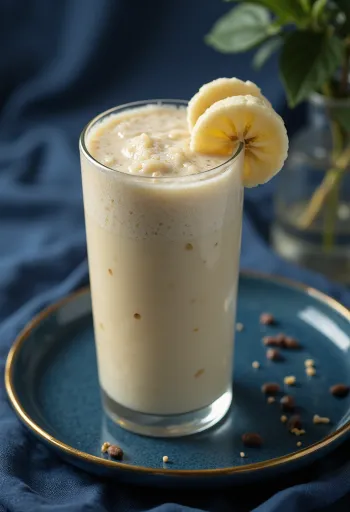 Smoothie pisang dalam gelas tinggi