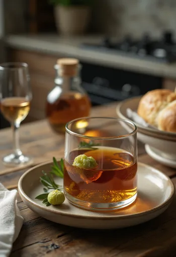 Palinka kenari disajikan dalam botol