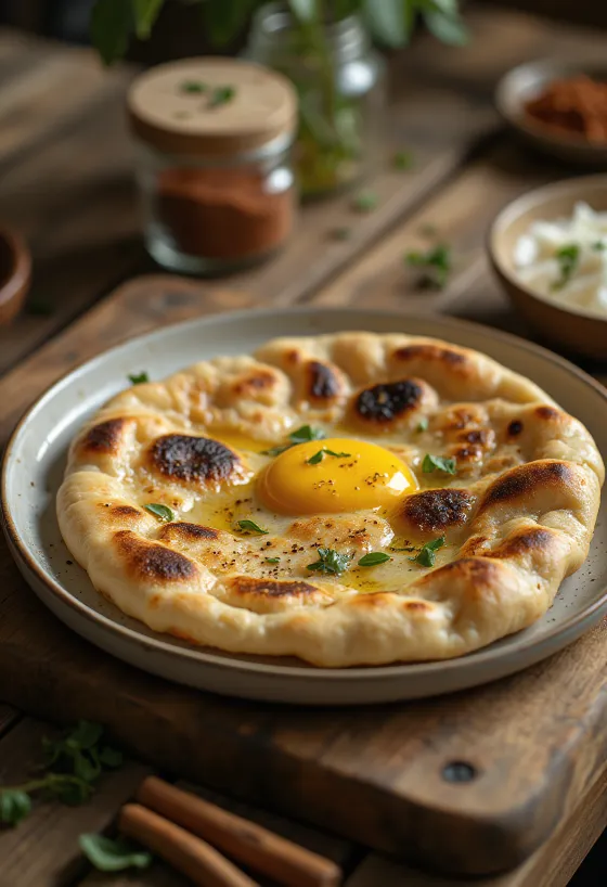 Roti naan kayu manis-kapulaga disajikan