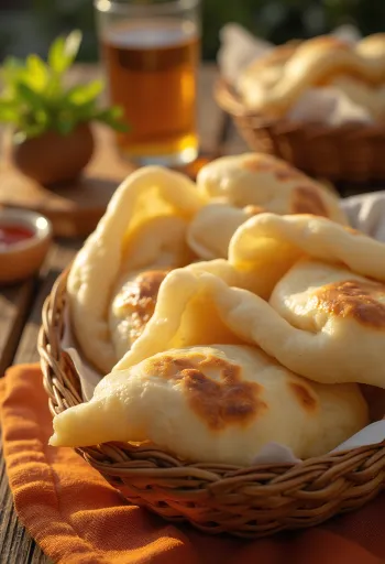 Roti pita buatan sendiri yang baru dipanggang