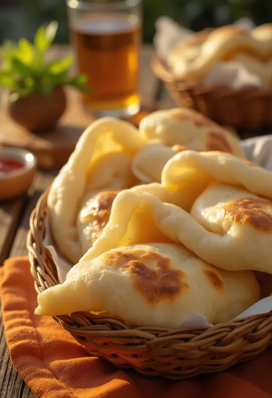Roti pita buatan sendiri yang baru dipanggang