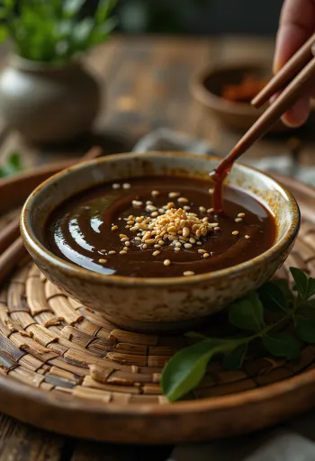 Saus jeruk nipis jahe wijen disajikan