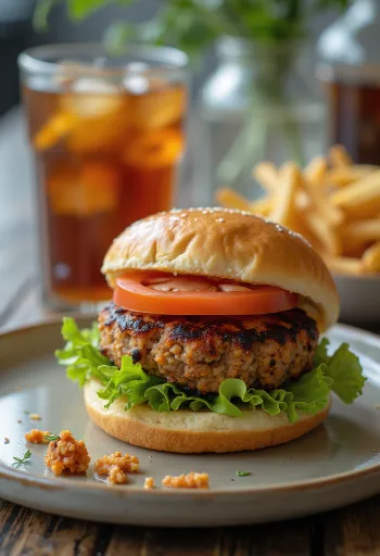 Burger tempe dengan sayuran segar