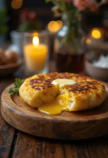 Arepa roti jagung Venezuela baru dipanggang