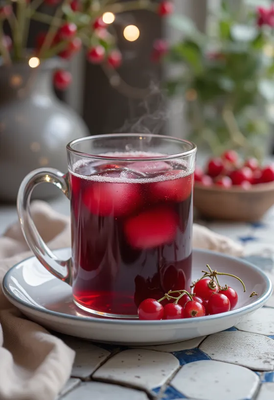 Cider red currant panas dalam cangkir