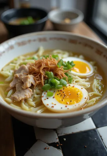 Street Food Ramen disajikan dengan ayam dan sayuran