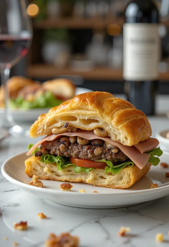 Burger Wellington dengan puff pastry renyah dan daging sapi juicy