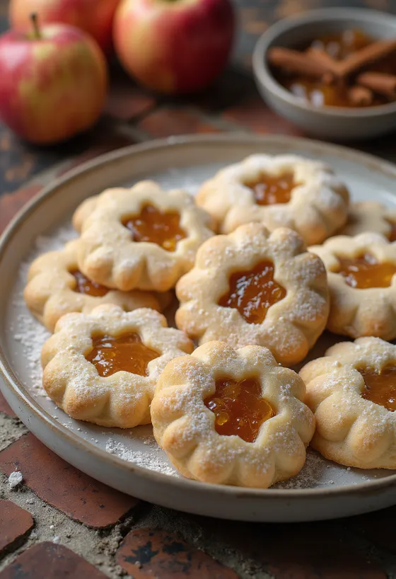 Linzer apel kayu manis disajikan