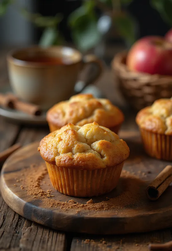 Muffin apel kayu manis disajikan