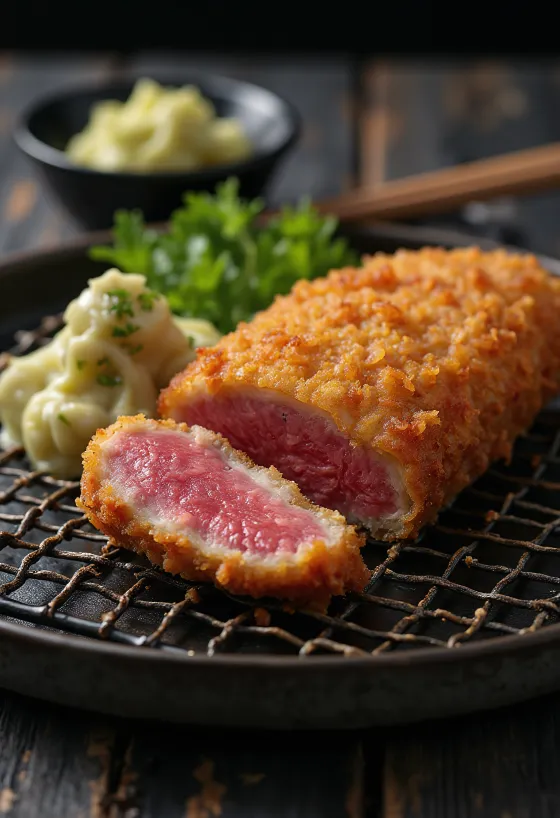 Sapi katsu, daging sapi panir renyah dengan saus tonkatsu