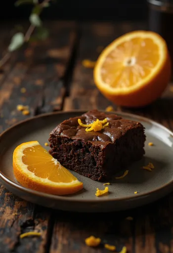 Brownie jeruk disajikan