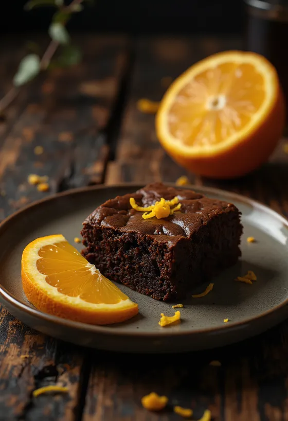 Brownie jeruk disajikan