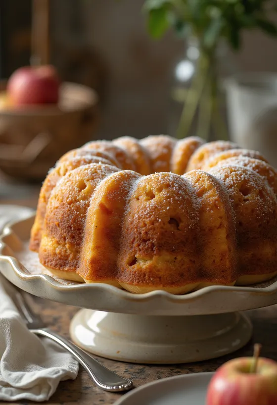 Kue bundt apel madu disajikan