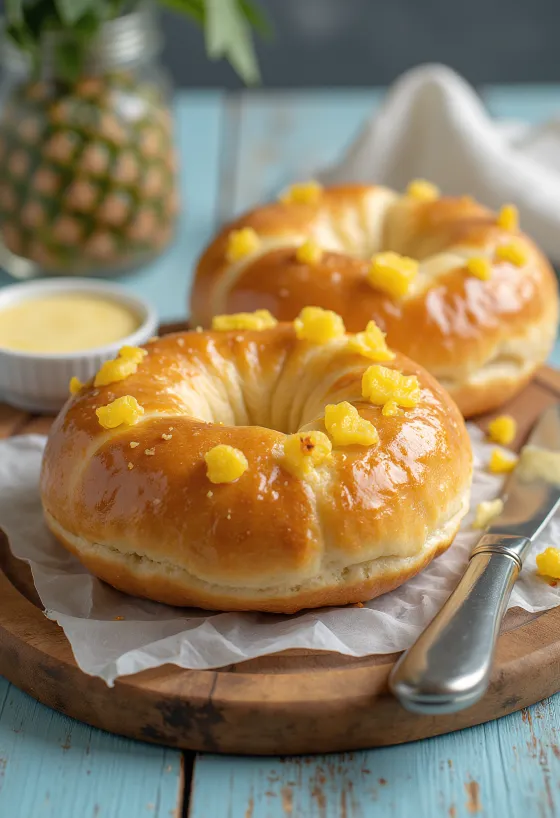 Bagel nanas disajikan