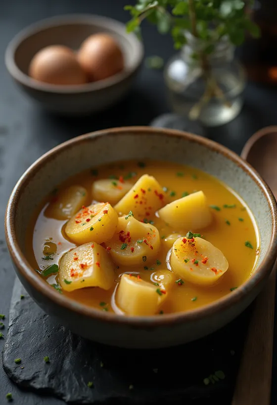 Sup lebbencs dengan pasta, kentang, dan diperkaya daging asap