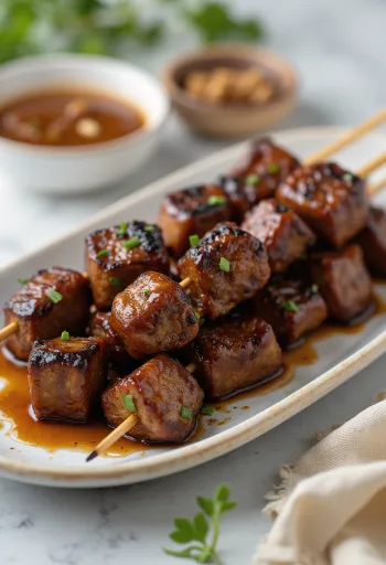 Sate Sapi, daging sapi panggang dalam bumbu kacang