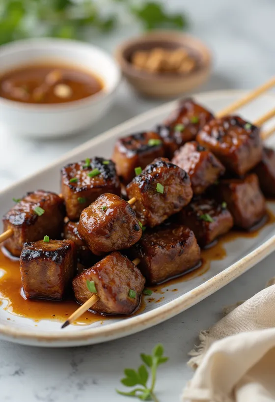 Sate Sapi, daging sapi panggang dalam bumbu kacang