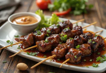 Sate Sapi, daging sapi panggang dalam bumbu kacang