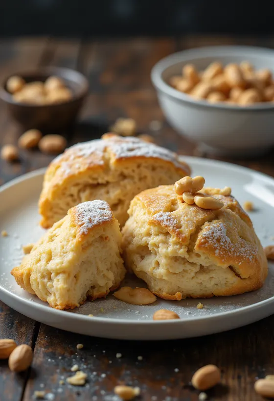 Scone selai kacang baru dipanggang