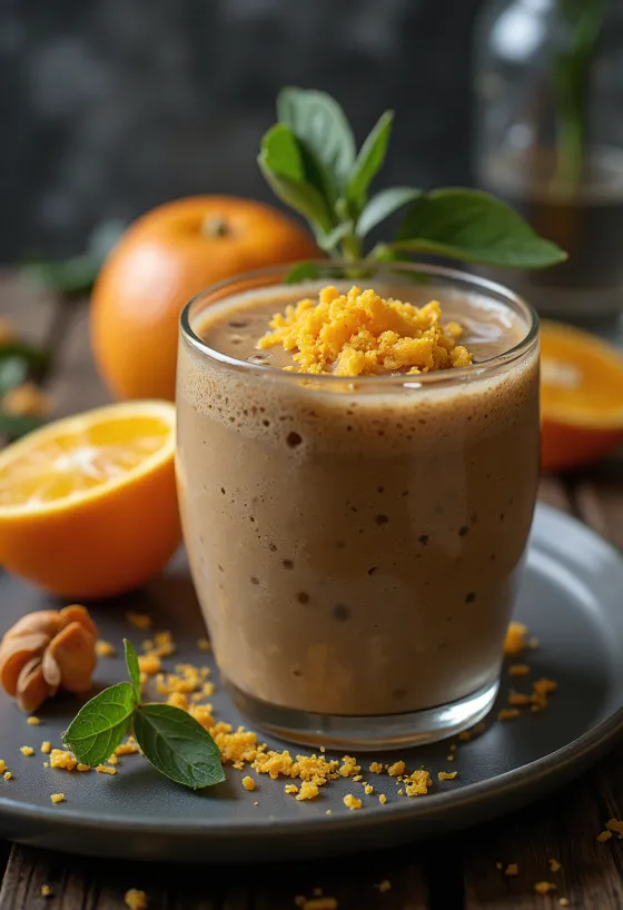 Smoothie jeruk kopi disajikan segar