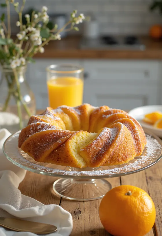 Kue bundt apel jeruk disajikan