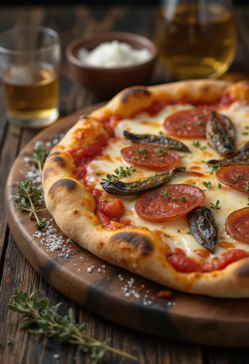 Diavola pizza dengan ikan teri dan cabai