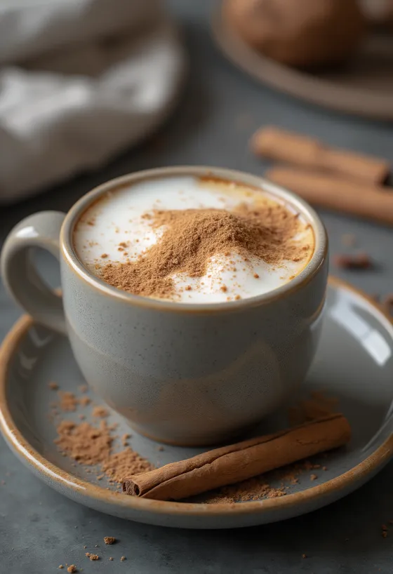 Mug berisi susu kayu manis hangat