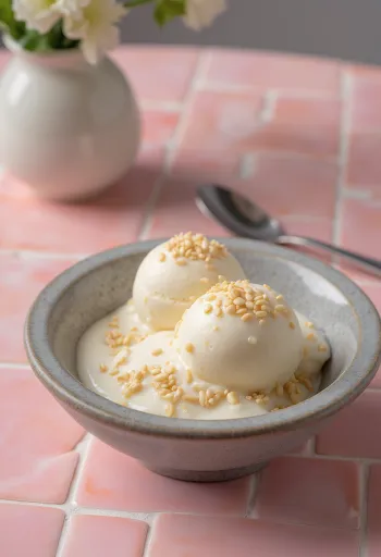 Es Krim Tahini disajikan
