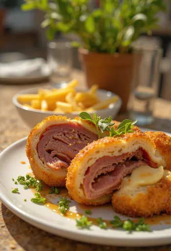 Cachopo daging isi Spanyol disajikan