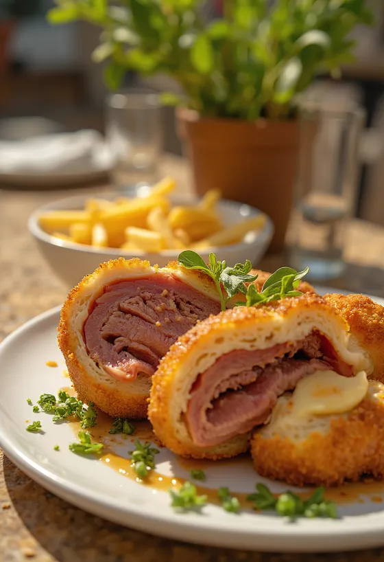 Cachopo daging isi Spanyol disajikan