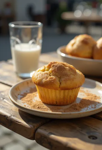 Muffin kayu manis disajikan di piring