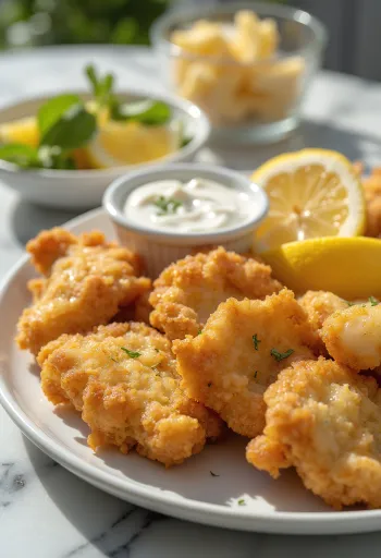 Otak goreng tepung dalam lapisan renyah disajikan dengan sayuran segar