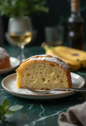 Kue pisang cokelat keemasan yang sudah dipotong