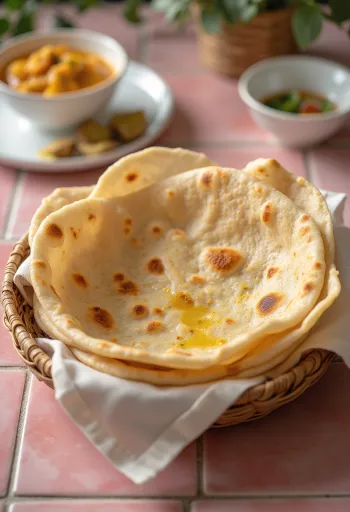 Roti pipih chapati India yang baru dibuat