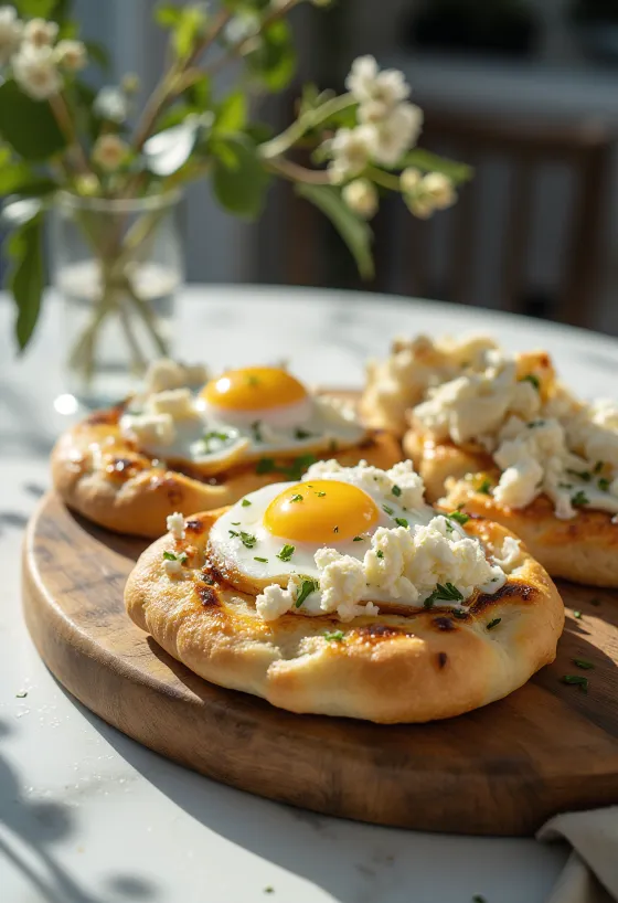 Focaccia disajikan dengan terong panggang dan feta