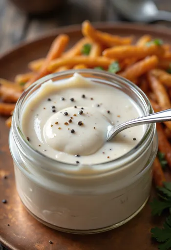 Saus barbecue putih Alabama disajikan dengan ayam panggang