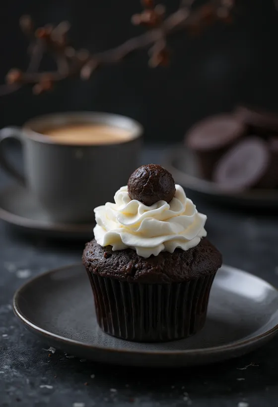 Cupcake kopi truffle disajikan dengan elegan