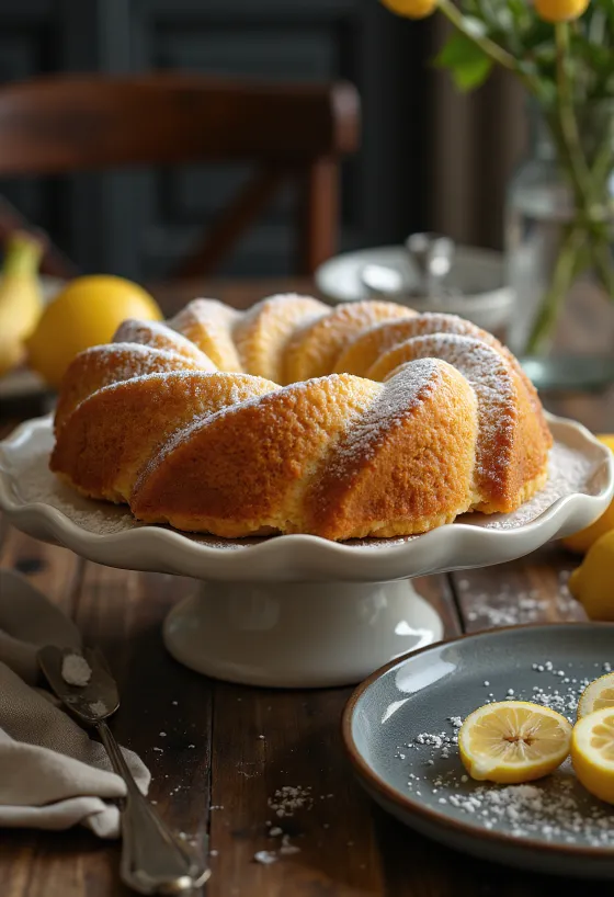 Kue bundt pisang lemon disajikan