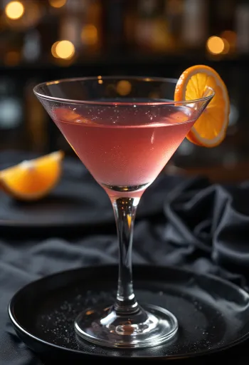 Koktail Cosmopolitan dihiasi dengan kulit jeruk