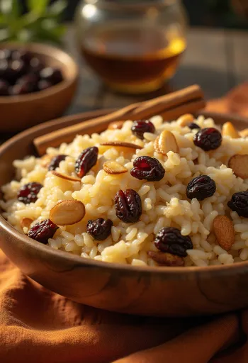 Nasi kismis dengan almond dan kayu manis