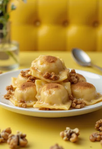 Ravioli rasa kue jahe disajikan