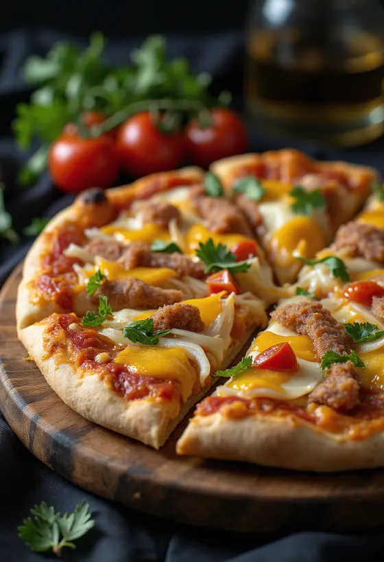 Pizza gaya Afrika Selatan dengan biltong dan cheddar