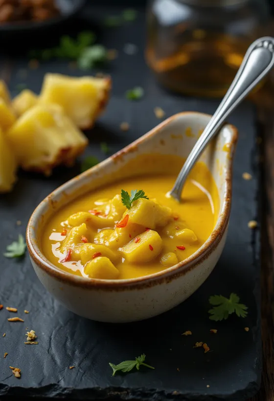 Saus curry nanas disajikan