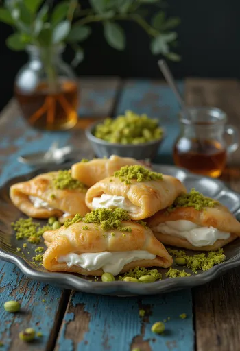 Pancake Arab Atayef disajikan
